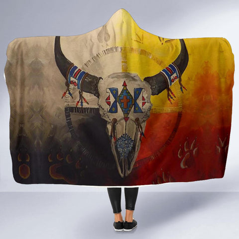 Bison Medicine Wheels Native American Hooded Blanket - Powwow Store
