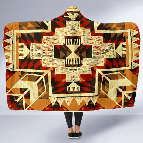 Southwest Yellow Symbol Native American Hooded Blanket - Powwow Store