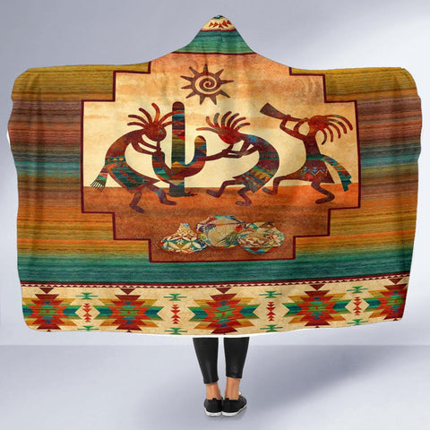 Kokopelli Myth Native American Design Hooded Blanket - Powwow Store