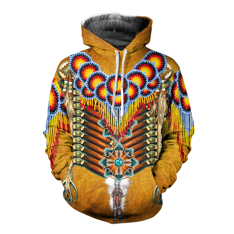 Powwow StoreHD1115 Beaded Tassel Native American 3D Hoodie