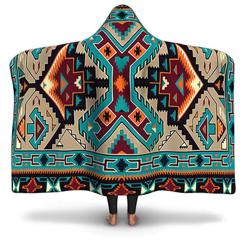 Native American Tribal Pattern Print Hooded Blanket - Powwow Store