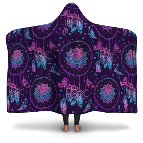 Moonlight Dreamcatcher Native American Design Hooded Blanket - Powwow Store