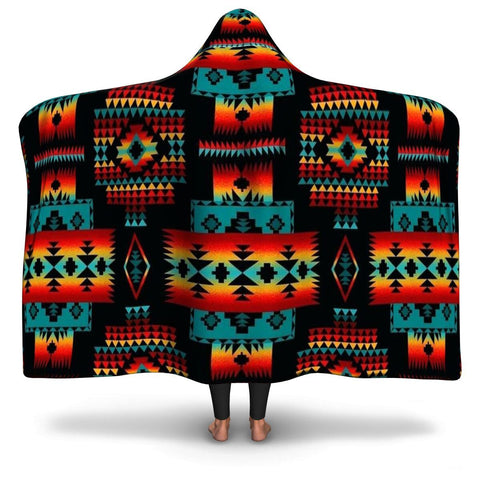 GB-NAT00046-02 Pattern Native American Design Hooded Blanket - Powwow Store