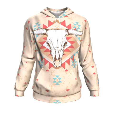 Bison Bull Head Pink Red 3D Pullover Hoodie – Native American Clothings - ProudThunderbird
