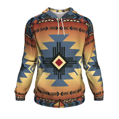 Blue Pearl Pattern Native American All Over Hoodie - Powwow Store
