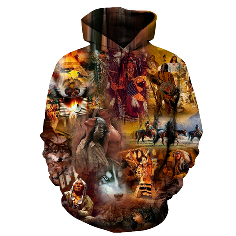 The Chieft Horses Native American All Over Hoodie no link - Powwow Store