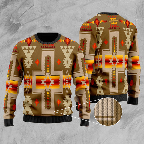 Powwow Store gb nat00062 10 light brown tribe design native american sweater