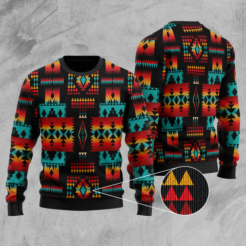 Powwow Store gb nat00046 02 black native tribes pattern native american sweater