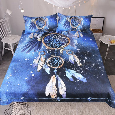 Native American 3D Blue Dreamcatcher Bedding Set no link - Powwow Store