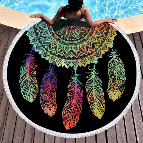 Native American Colorful Dreamcatcher Beach Towel - Powwow Store