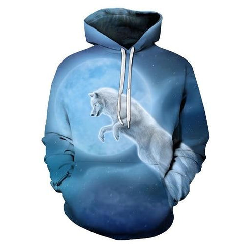 White Moon Wolf 3D Native American Hoodies - Powwow Store