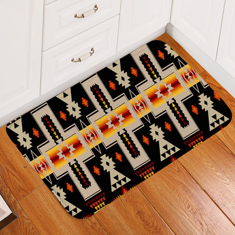 Powwow Store gb nat00062 black tribe design native american doormat