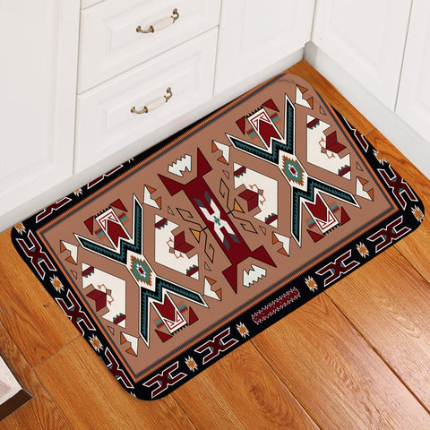 Powwow Store gb nat0002 orange geometric native american doormat