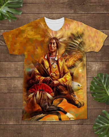 3D Native American Tribal Eagle And Horse All-Over T-Shirt - ProudThunderbird