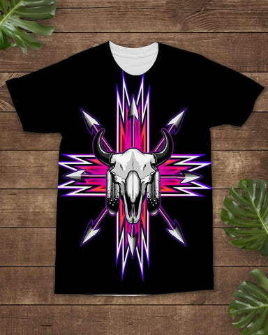Native American Bison Skull Pink Arrow All-over T-Shirt - Powwow Store