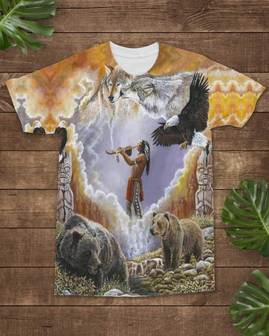 Calling The Totems Native American Art All-over T-Shirt - ProudThunderbird