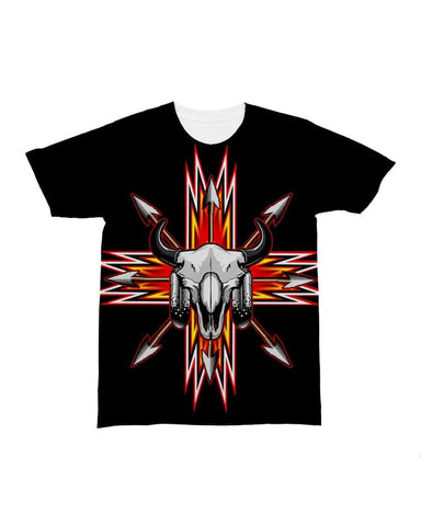 Native American Bison Skull Red Arrow All-over T-Shirt - Powwow Store