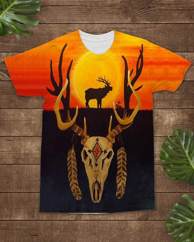 Native American Deer Skull Sun All-over T-Shirt - Powwow Store