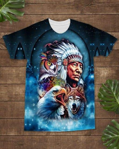 Native American Chief Spirit Animal Galaxy All-over T-Shirts - Powwow Store