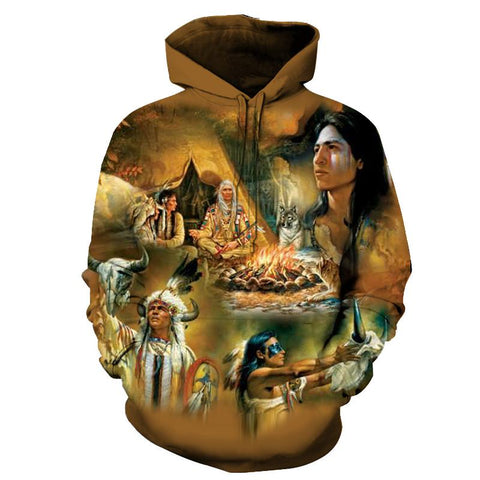 Camp Fire Native American All Over Hoodie no link - Powwow Store