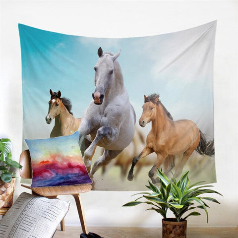 Powwow Store beddingoutlet galloping wild horse wall hanging tapestry dreamcatcher sheets 3d animal wall blanket butterfly 150x200 home decor tapestry