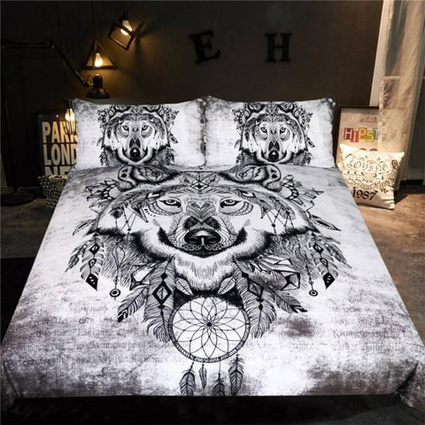 Tribal Wolf Dreamcatcher Native American Bedding Set no link - Powwow Store