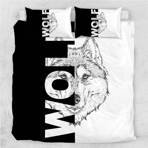 Powwow Store beddingoutlet wolf duvet cover set letters cool bedding set black white modern comforter cover animal lion cobra bedspreads 3pcs bedding sets