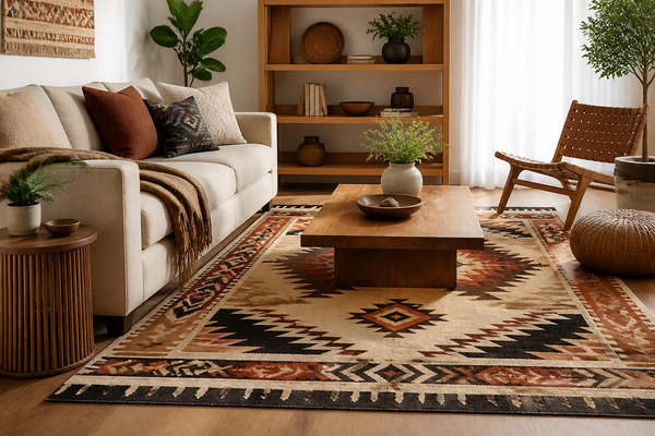 Native American-Inspired Area Rugs for Warm Living Room Style