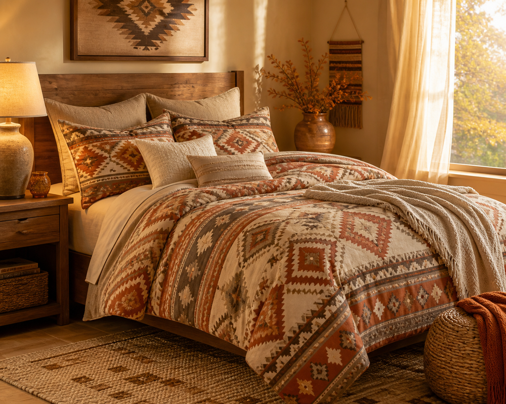 Native American-Inspired Bedding Sets for a Warm September Bedroom