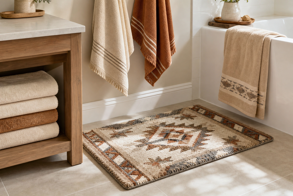Native American-Inspired Bathroom Sets and Rugs for a Warmer Home Look