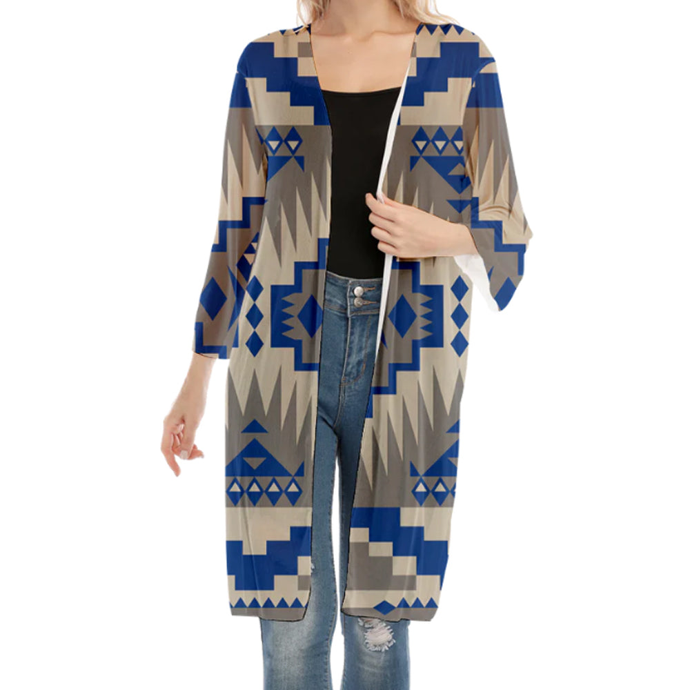 Exploring Elegance and Heritage: The Native American Women's V-neck Mesh Cardigan