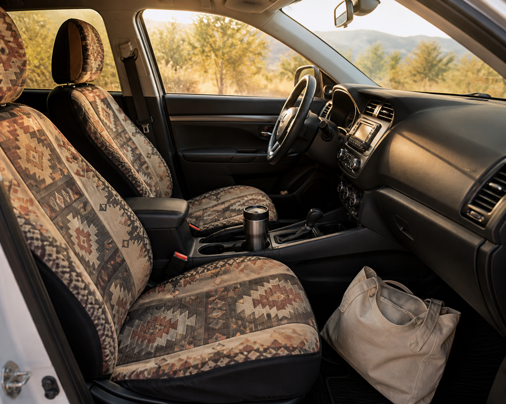 Native American-Inspired Car Seat Covers for Late-Summer Road Trips