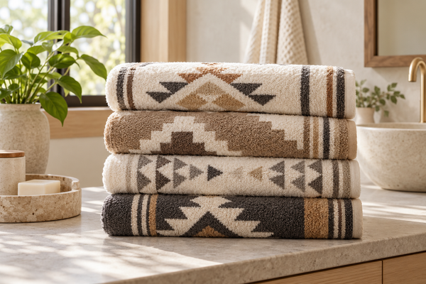 Native American-Inspired Bath Towels for a Guest Bathroom Refresh