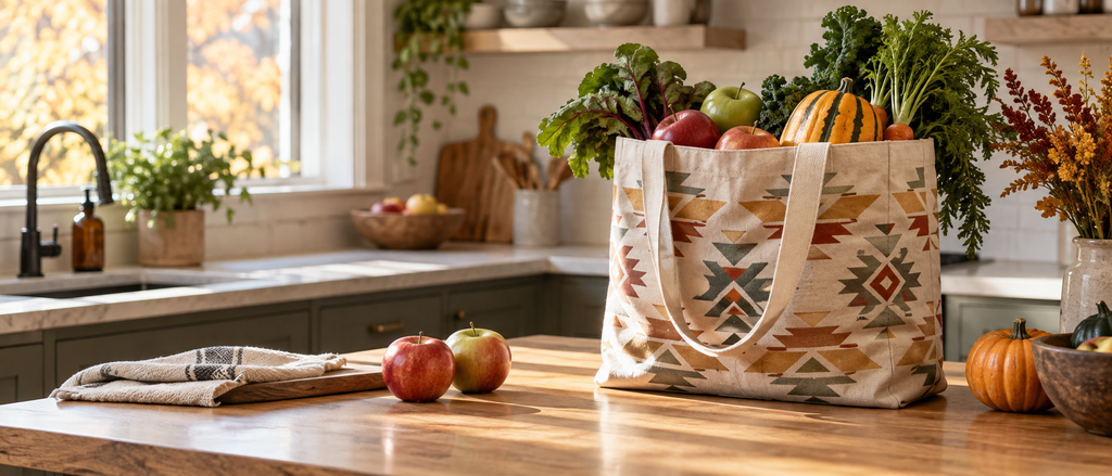 Native American-Inspired Grocery Bags for Fall Market Errands