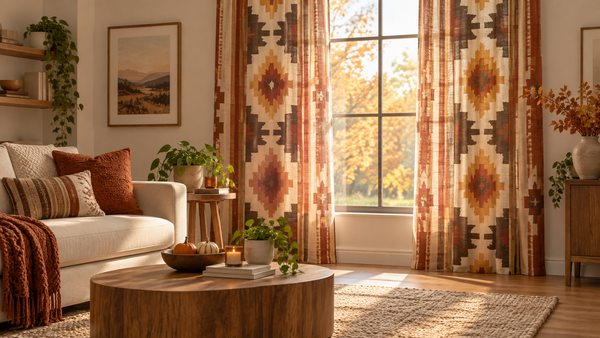 Native American-Inspired Living Room Curtains for Fall Window Refresh