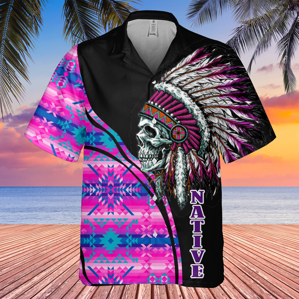 Powwow StoreGBHW000237 Tribe Design Native American Hawaiian Shirt 3D