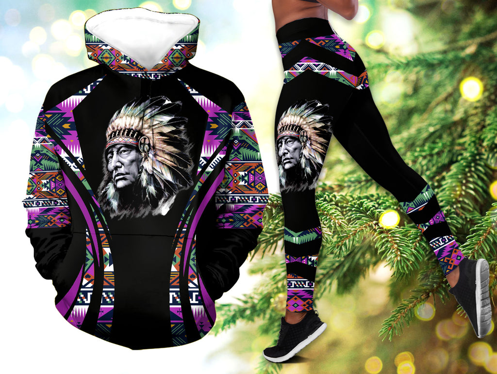 Powwow StoreHLS00711 Pattern Native 3D Hoodie Legging Set