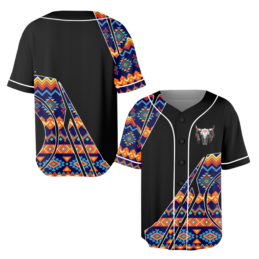 Powwow StoreBJ00048 Pattern Native Baseball Jersey