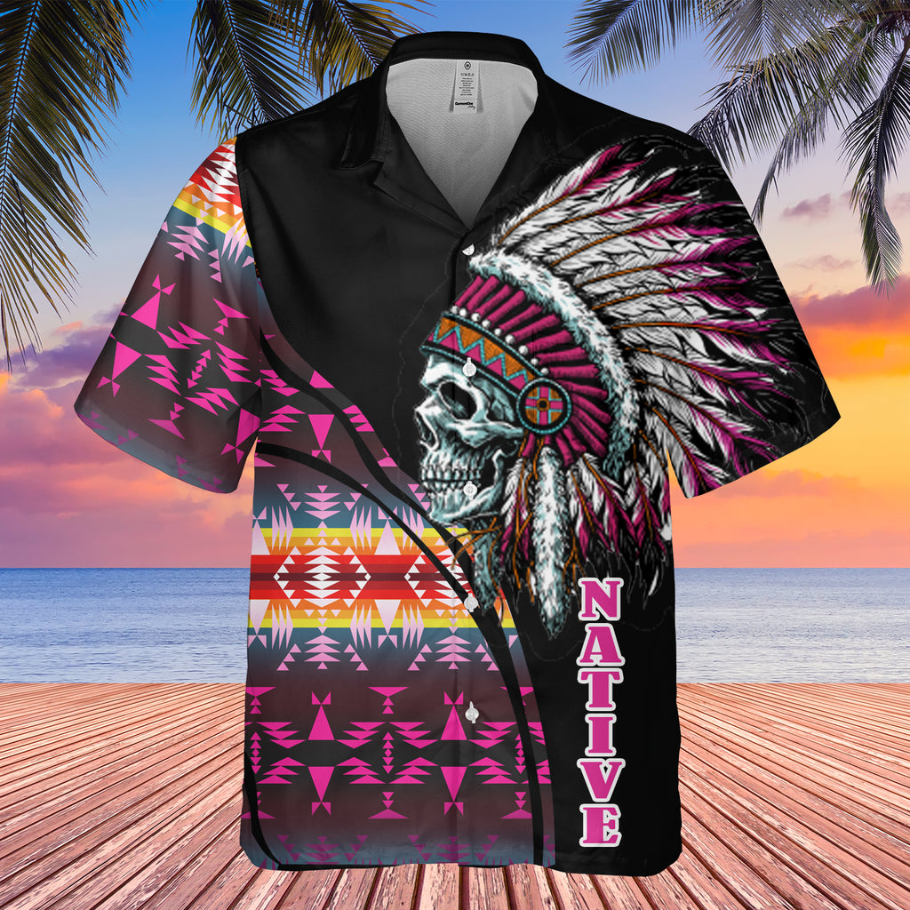 Powwow StoreGBHW000236 Tribe Design Native American Hawaiian Shirt 3D