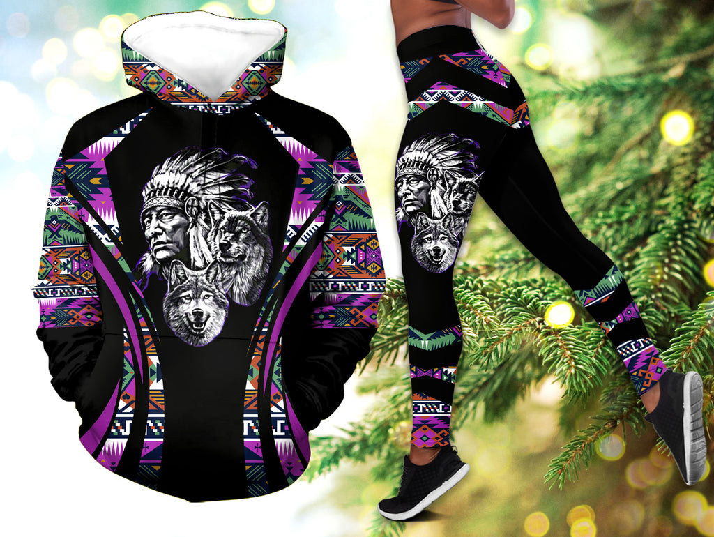 Powwow StoreHLS00712 Pattern Native 3D Hoodie Legging Set