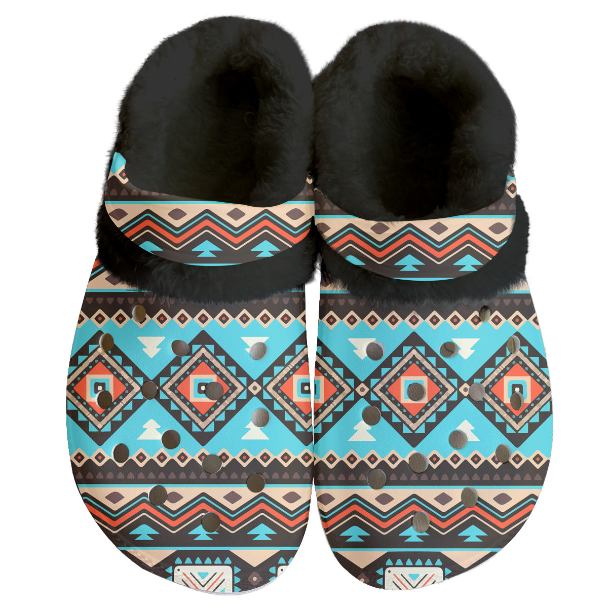 Powwow Storegb nat00319 pattern native american classic clogs with fleece shoes