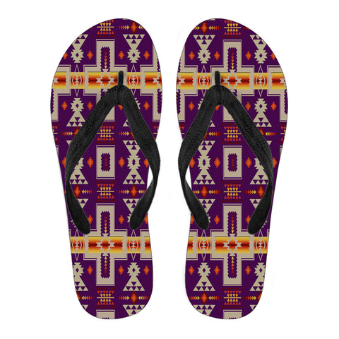 Powwow StoreGBNAT0006209 Purrple Tribe Design Native Flip Flops