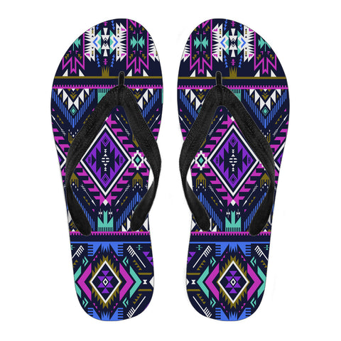 Powwow StoreGBNAT00380 Purple Tribe Pattern Flip Flops