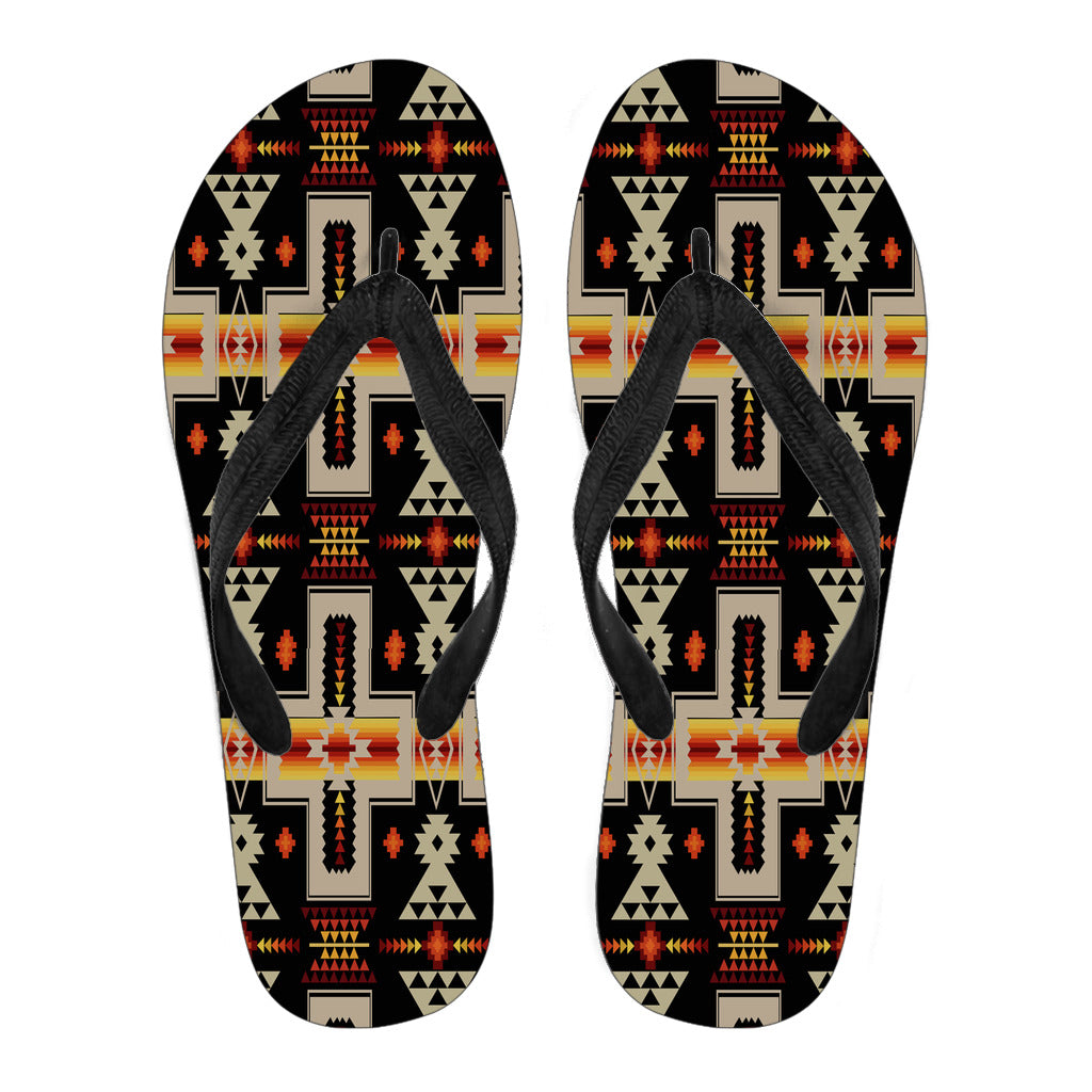 Powwow StoreGBNAT0006201 Black Tribe Design Flip Flops