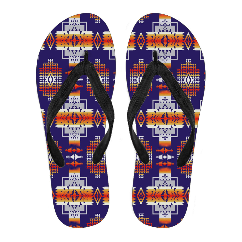 Powwow StoreGBNAT0004602 Black Native Tribes Pattern Flip Flops