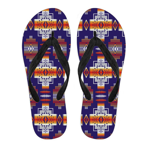 Powwow StoreGBNAT0004602 Black Native Tribes Pattern Flip Flops