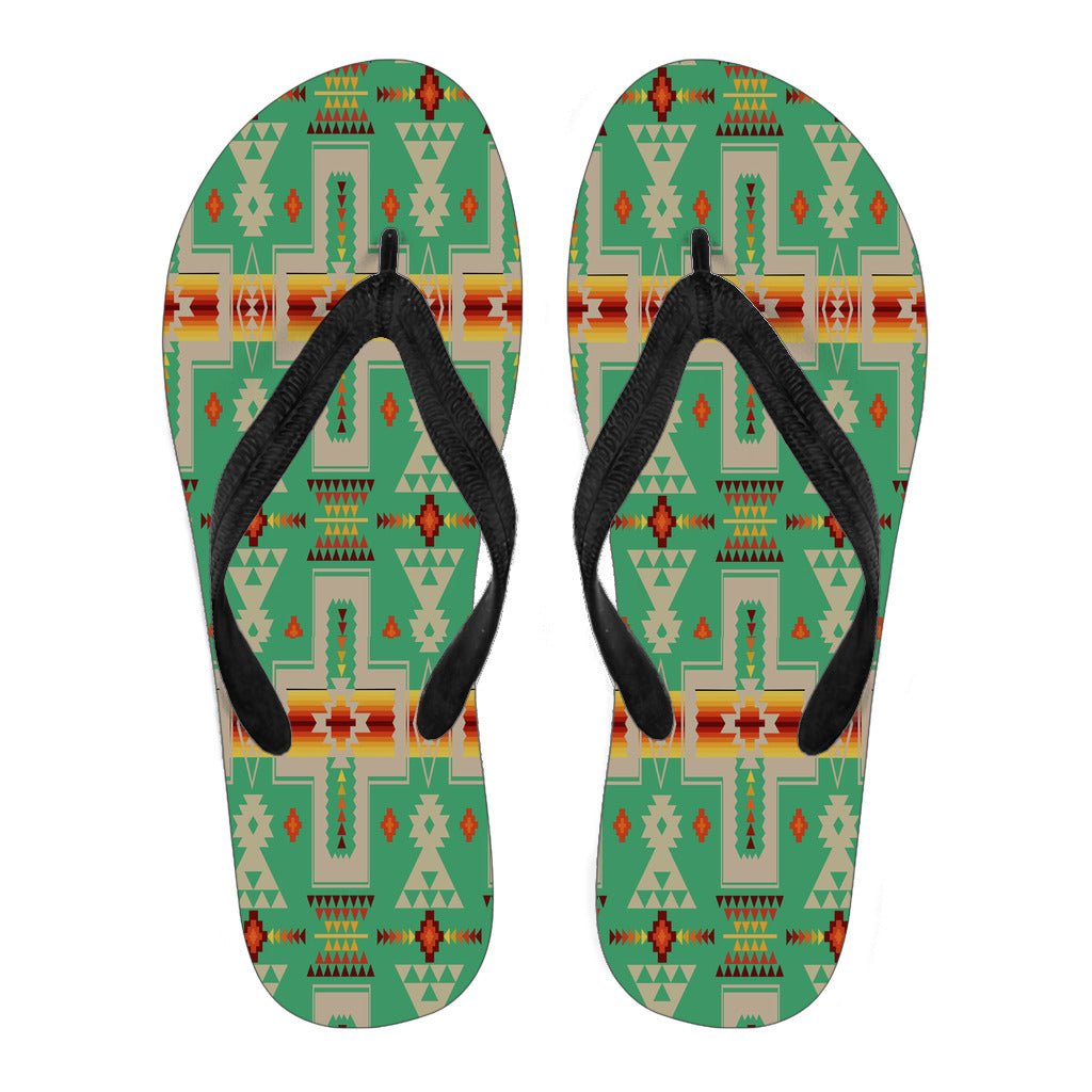 Powwow StoreGBNAT0006206 Green Design Native Flip Flops