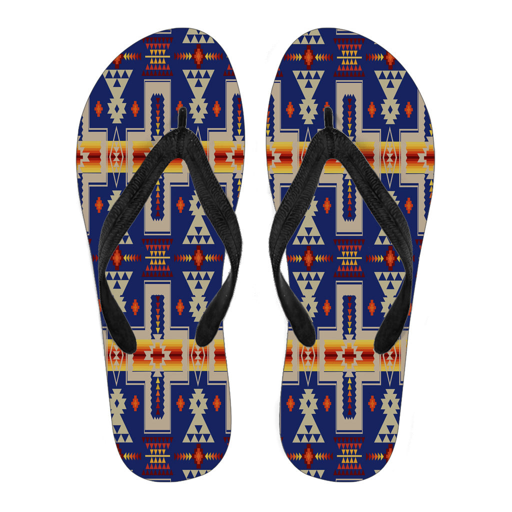 Powwow StoreGBNAT0006204 Navy Tribe Design Native  Flip Flops