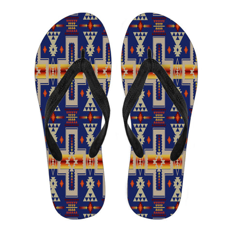 GB-NAT00062-04 Navy Tribe Design Native  Flip Flops