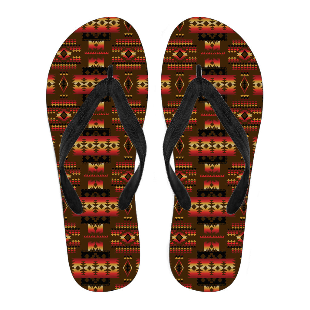 Powwow StoreGBNAT0004608 Brown Native Tribes Pattern Flip Flops